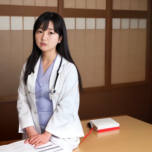  Japanese big-ed female doctor in her early 20s in a examining a .