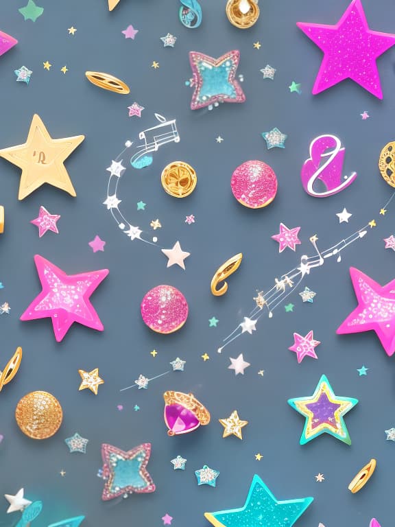  Cute musical notes and sparkling stars and gems wallpaper