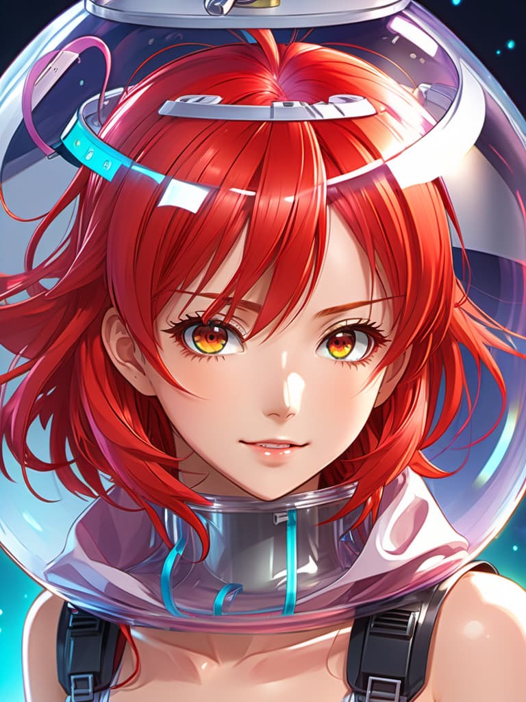  anime artwork Girl with red hair, encased in vacuum package. . anime style, key visual, vibrant, studio anime,  highly detailed