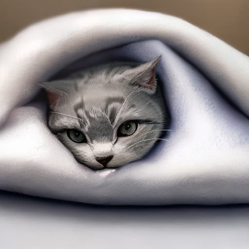  A gray Dodge cat rabbit lying on a white blanket.