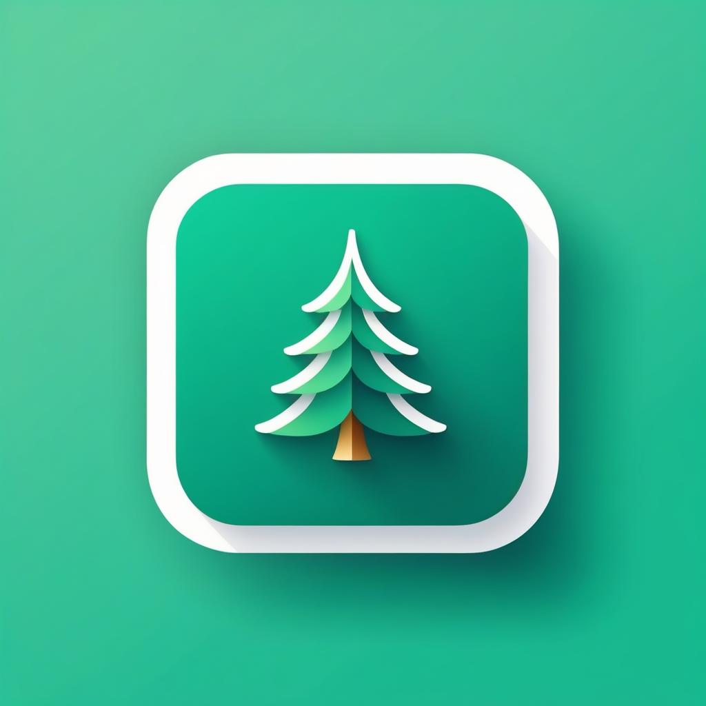  rounded edges square mobile app logo design, flat vector, minimalistic, icon of Christmas tree