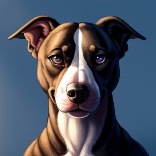  Female pitbull dark dog, open eyes, digital art, masterpiece, 4k, fine details,