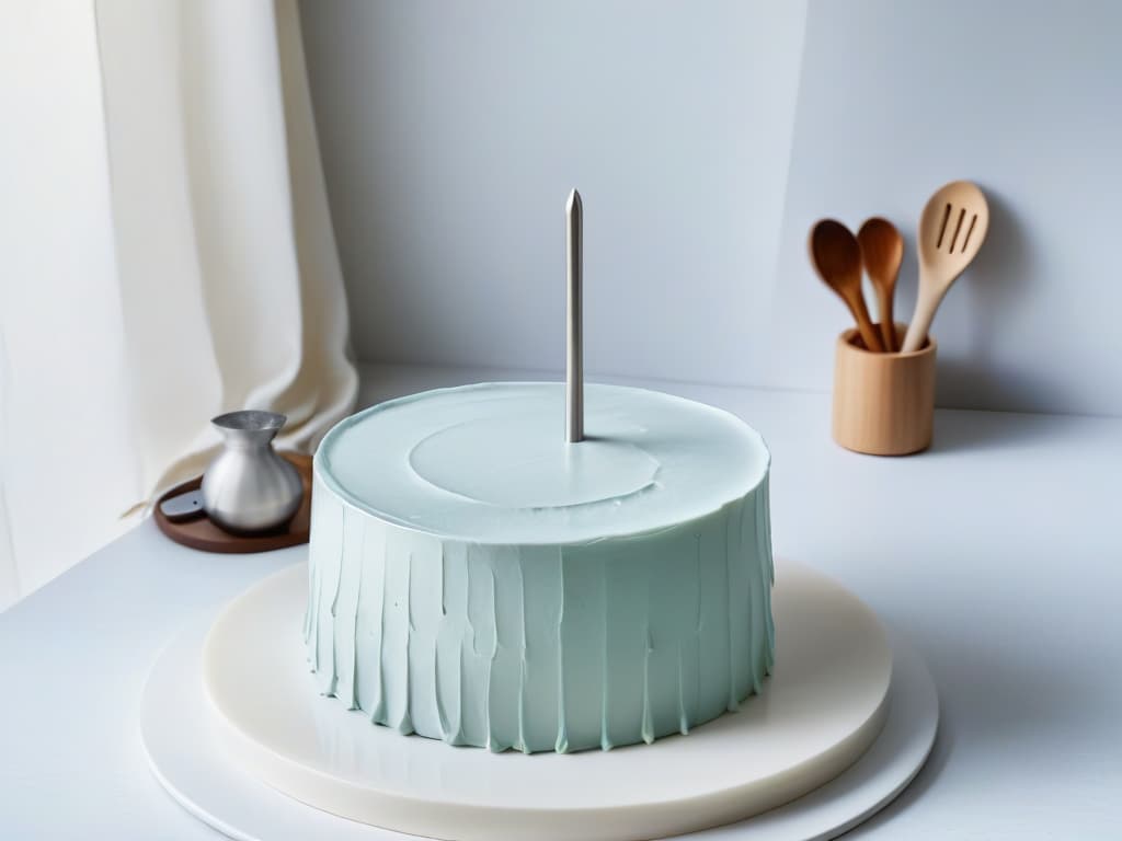  An ultradetailed image of a sleek, modern kitchen countertop adorned with an array of topquality baking utensils neatly arranged: a classic rolling pin, a set of stainless steel measuring cups, a wire whisk, a silicone spatula, a pastry brush, a sifter, a piping bag with decorative nozzles, a sturdy mixing bowl, a pastry cutter, and an elegant cake stand. The utensils gleam under the soft glow of a pendant light, casting gentle shadows on the pristine marble surface, creating a visually captivating and aspirational scene for any budding baker. hyperrealistic, full body, detailed clothing, highly detailed, cinematic lighting, stunningly beautiful, intricate, sharp focus, f/1. 8, 85mm, (centered image composition), (professionally color graded), ((bright soft diffused light)), volumetric fog, trending on instagram, trending on tumblr, HDR 4K, 8K