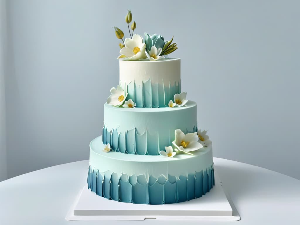  An ultradetailed 8k image of a delicate, intricately designed wedding cake created entirely using 3D printing technology. The cake is adorned with stunning geometric patterns and floral details, showcasing the precise and innovative capabilities of 3D printing in the realm of pastry arts. Each layer of the cake features a different design, blending traditional elegance with modern technology in a visually captivating way. The color scheme is a soft pastel palette, further enhancing the ethereal and enchanting quality of the confection. hyperrealistic, full body, detailed clothing, highly detailed, cinematic lighting, stunningly beautiful, intricate, sharp focus, f/1. 8, 85mm, (centered image composition), (professionally color graded), ((bright soft diffused light)), volumetric fog, trending on instagram, trending on tumblr, HDR 4K, 8K