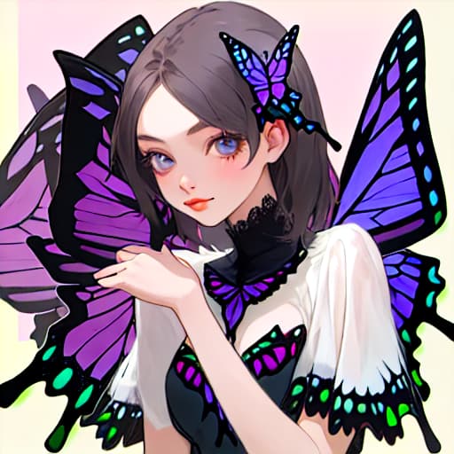  Young woman, butterfly