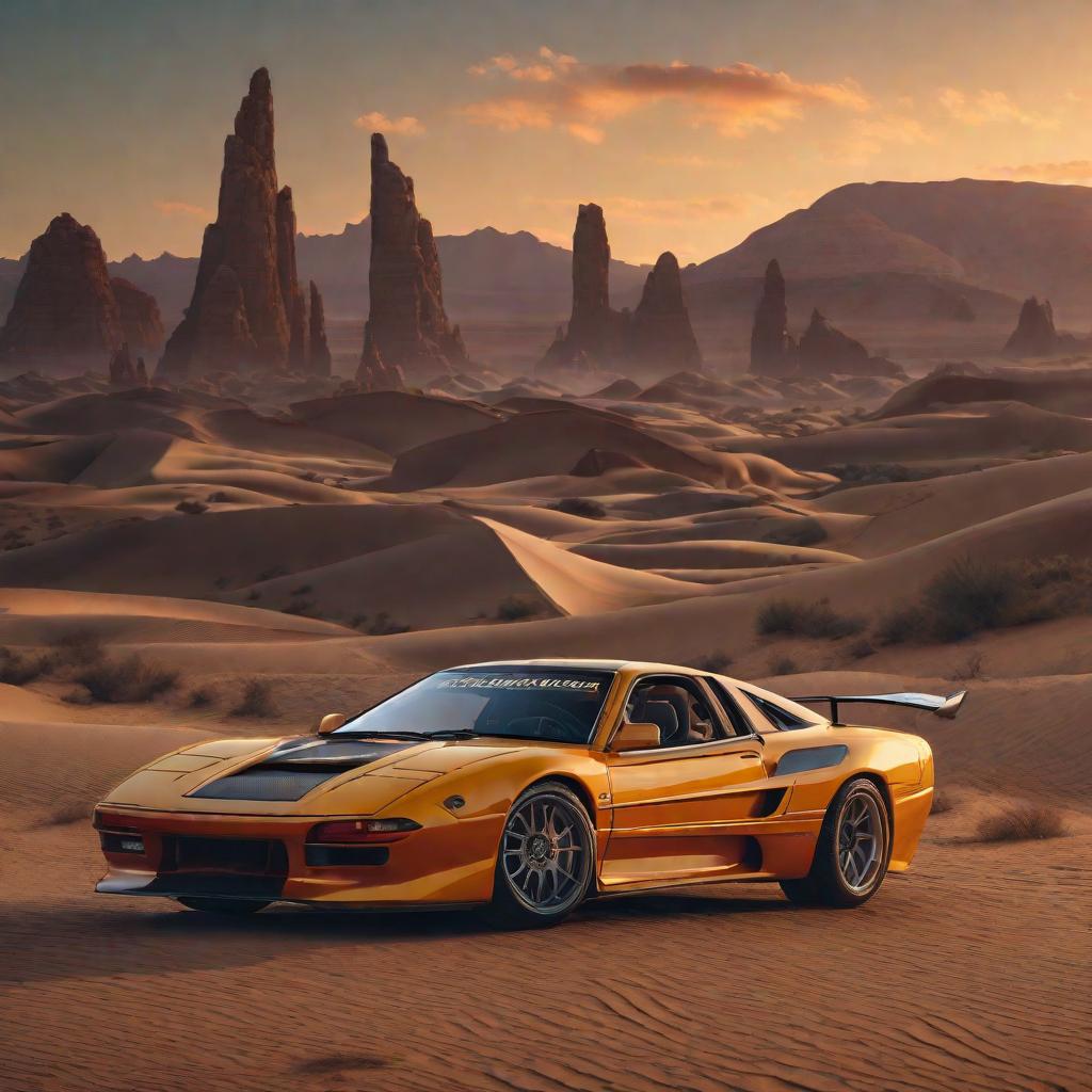  extremely realistic, sophisticated sharp 8k colorful photo of fast sport car run in the desert place, at night, denoise, insanely illustrated, meticuly detailed, elegantly decorated with logo, cinematic scenario, perfect symmety in multiple angles., realistic, portrait, art by donato giancola and greg rutkowski, realistic face, digital art, trending on artstation hyperrealistic, full body, detailed clothing, highly detailed, cinematic lighting, stunningly beautiful, intricate, sharp focus, f/1. 8, 85mm, (centered image composition), (professionally color graded), ((bright soft diffused light)), volumetric fog, trending on instagram, trending on tumblr, HDR 4K, 8K