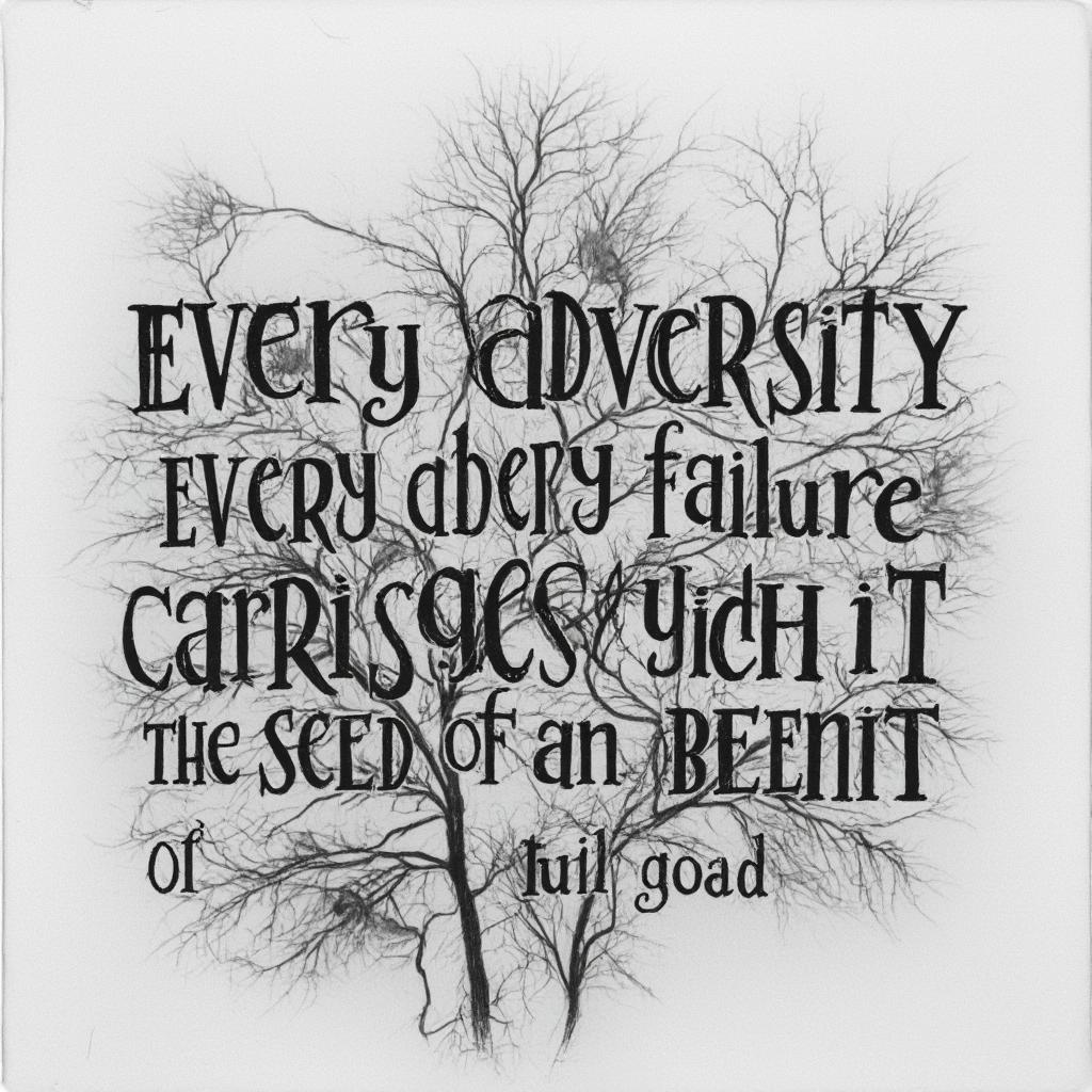  good quality, high quality, a black and white image that goes along well with the quote "every adversity, every failure, every heartache carries with it the seed of an equal or greater benefit."