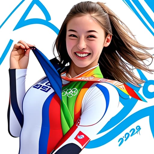  Show me a picture of a girl who just won the Olympics