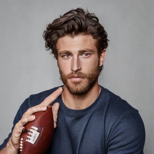 portrait+ style NFL queer brunette hunk dude face