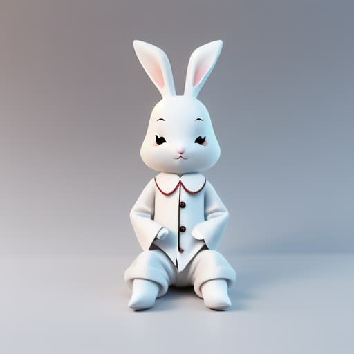  Little white rabbit in pajamas, cartoon character image