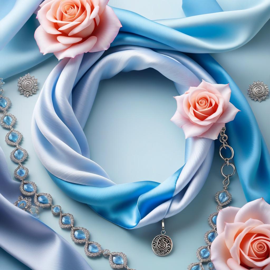  ethereal fantasy concept art of (Fancy spiral background spiral scarf.) (Spiral colours):white blue, pearl grey, blue, silver. In the foreground against the spiral background is a phantasy heart shaped mould. (Inside the mould): there is a ceramic vase with snowflake flowers, there is an envelope with a blue wax seal, there is a handbag. (Handbag design): silver grey colour, embroidered with roses and decorated with a silver decorative chain, and a clasp in the form of two ice flakes. Translated with DeepL.com (free version) . magnificent, celestial, ethereal, painterly, epic, majestic, magical, fantasy art, cover art, dreamy hyperrealistic, full body, detailed clothing, highly detailed, cinematic lighting, stunningly beautiful, intricate, sharp focus, f/1. 8, 85mm, (centered image composition), (professionally color graded), ((bright soft diffused light)), volumetric fog, trending on instagram, trending on tumblr, HDR 4K, 8K