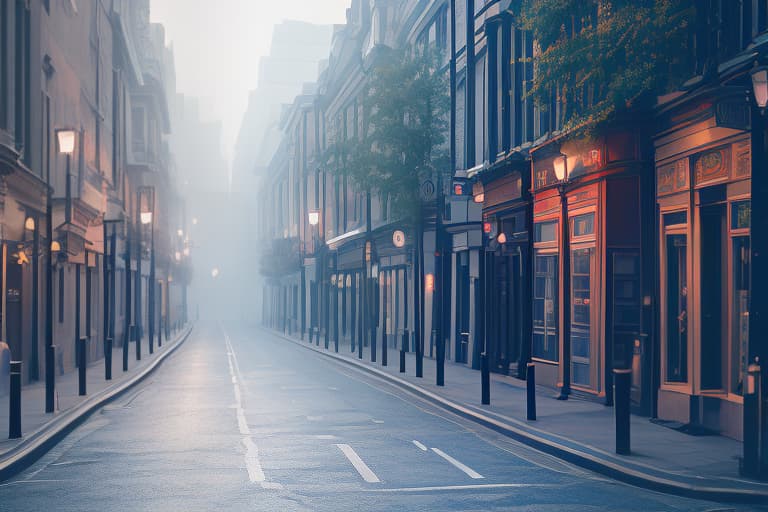  London street with no people hyperrealistic, full body, detailed clothing, highly detailed, cinematic lighting, stunningly beautiful, intricate, sharp focus, f/1. 8, 85mm, (centered image composition), (professionally color graded), ((bright soft diffused light)), volumetric fog, trending on instagram, trending on tumblr, HDR 4K, 8K