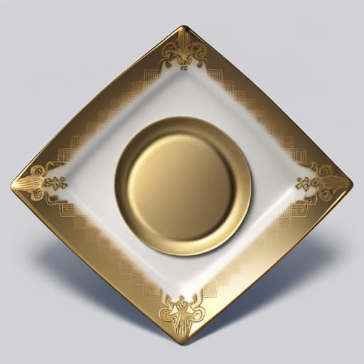  gold square plate with artwork details