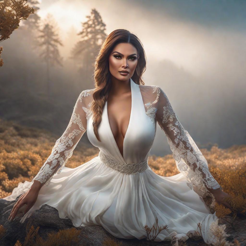  Mujer ter hyperrealistic, full body, detailed clothing, highly detailed, cinematic lighting, stunningly beautiful, intricate, sharp focus, f/1. 8, 85mm, (centered image composition), (professionally color graded), ((bright soft diffused light)), volumetric fog, trending on instagram, trending on tumblr, HDR 4K, 8K