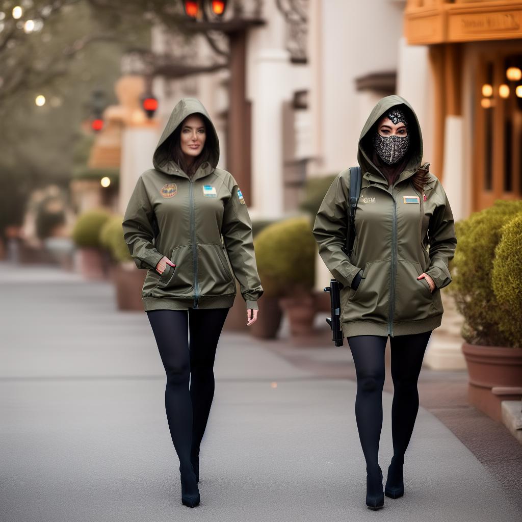  a hooded and masked women with a rifle in hand, in Disney style hyperrealistic, full body, detailed clothing, highly detailed, cinematic lighting, stunningly beautiful, intricate, sharp focus, f/1. 8, 85mm, (centered image composition), (professionally color graded), ((bright soft diffused light)), volumetric fog, trending on instagram, trending on tumblr, HDR 4K, 8K