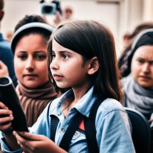  a girl who was a journalist and talking to audience and having a background of road