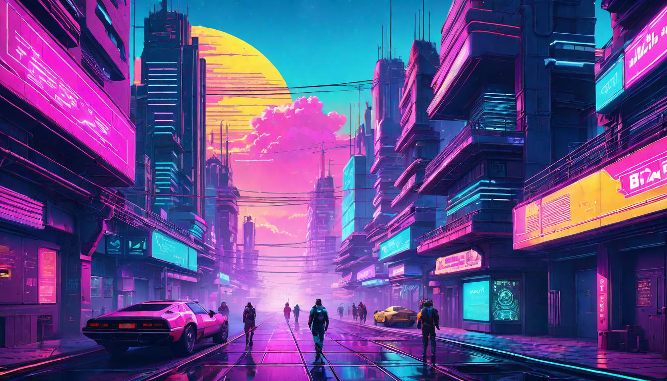  vaporwave,cyberpunk game style Branching pathways, divergent trails, choices and decisions, free will exercise, life's crossroadseon, dystopian, futuristic, digital, vibrant, detailed, high contrast, reminiscent of cyberpunk genre video games,retro aesthetic, cyberpunk, vibrant, neon colors, vintage 80s and 90s style, highly detailed