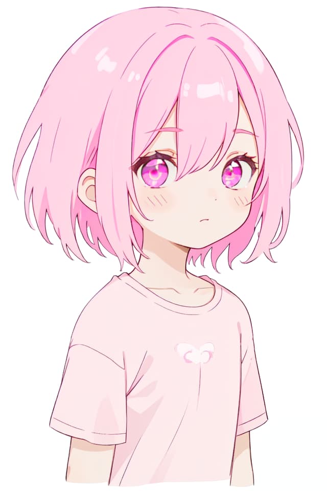  Pink hair, simple