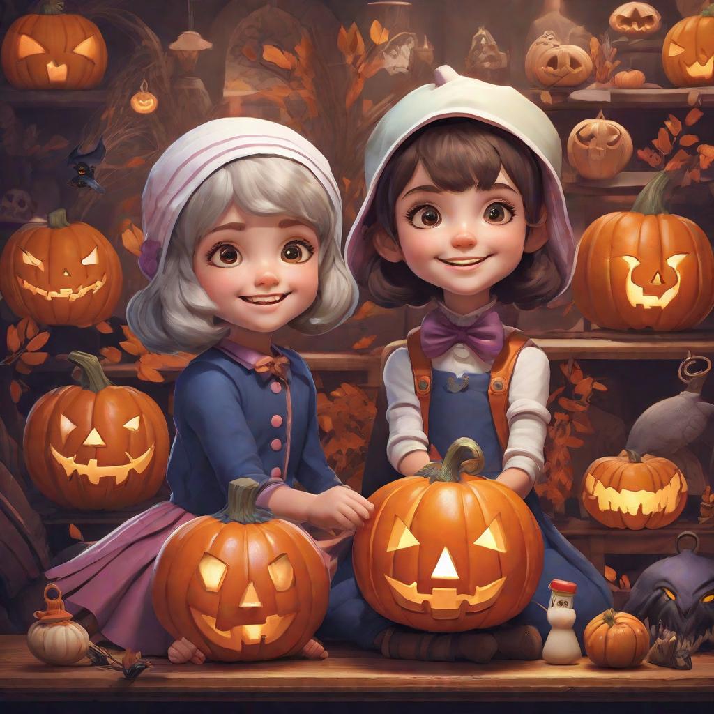  masterpiece, best quality,The personification of the Halloween holiday in the form of a cute girl with short hair and a villain's smile, (((cute girl)))cute hats, cute cheeks, unreal engine, highly detailed, artgerm digital illustration, woo tooth, studio ghibli, deviantart, sharp focus, artstation, by Alexei Vinogradov bakery, sweets, emerald eyes,