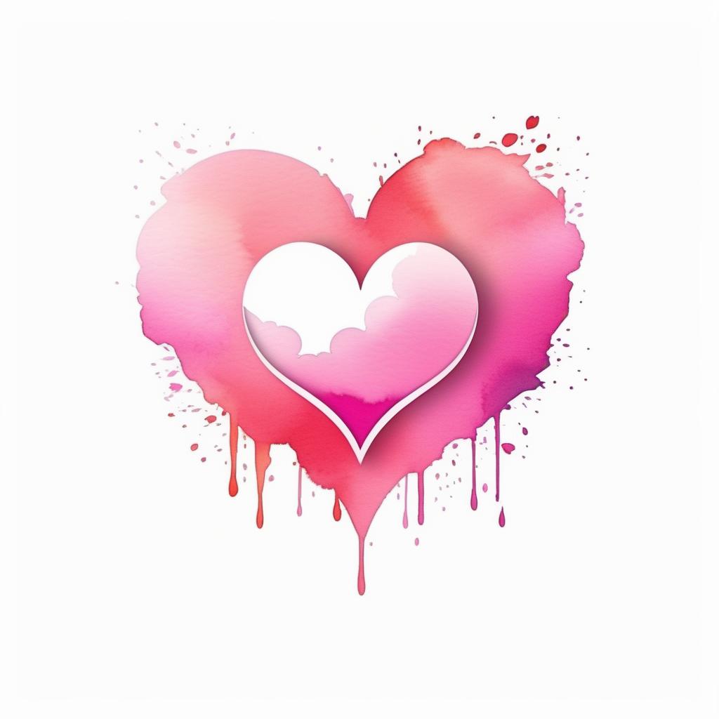  Logo, watercolor style, logo of a heart, pink gradient colors, white background