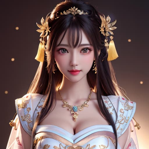  best quality, masterpiece, highres, 1girl,blush,(seductive smile:0.8),star shaped pupils,china hanfu,hair ornament,necklace, jewelry,Beautiful face,upon body, tyndall effect,photorealistic, dark studio, rim lighting, two tone lighting,(high detailed skin:1.2), 8k uhd, dslr, soft lighting, high quality, volumetric lighting, candid, Photograph, high resolution, 4k, 8k, Bokeh hyperrealistic, full body, detailed clothing, highly detailed, cinematic lighting, stunningly beautiful, intricate, sharp focus, f/1. 8, 85mm, (centered image composition), (professionally color graded), ((bright soft diffused light)), volumetric fog, trending on instagram, trending on tumblr, HDR 4K, 8K