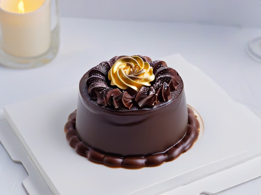  A closeup, ultradetailed image of a perfectly piped swirl of glossy chocolate ganache on a delicate, goldenbrown éclair. The ganache is smooth and shiny, reflecting the surrounding light impeccably. The éclair is placed on a pristine white plate with a subtle textured background, highlighting the precision and elegance of the dessert. hyperrealistic, full body, detailed clothing, highly detailed, cinematic lighting, stunningly beautiful, intricate, sharp focus, f/1. 8, 85mm, (centered image composition), (professionally color graded), ((bright soft diffused light)), volumetric fog, trending on instagram, trending on tumblr, HDR 4K, 8K