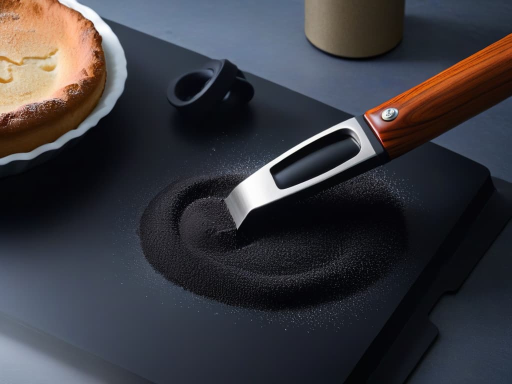  A highresolution closeup image of a sleek, modern baking tool set with inclusive design features, showcasing ergonomic handles, adjustable components, and vibrant color accents. The tools are elegantly arranged on a matte black surface, emphasizing their clean lines and innovative design elements. The image captures the essence of inclusive innovation in baking utensils, inviting the audience to explore the harmony between traditional functionality and contemporary aesthetics. hyperrealistic, full body, detailed clothing, highly detailed, cinematic lighting, stunningly beautiful, intricate, sharp focus, f/1. 8, 85mm, (centered image composition), (professionally color graded), ((bright soft diffused light)), volumetric fog, trending on instagram, trending on tumblr, HDR 4K, 8K