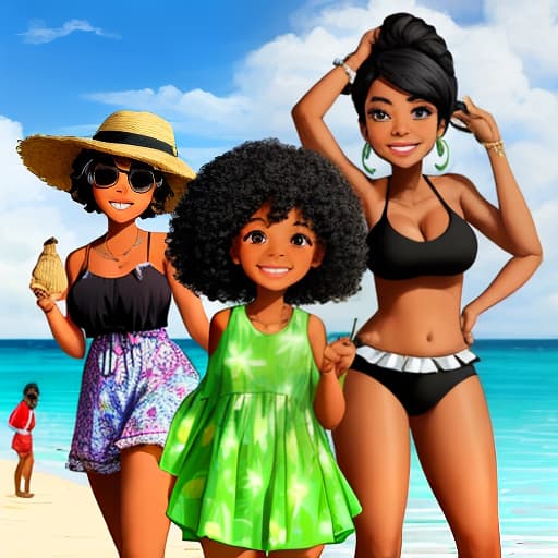  black women wear the beach wear，