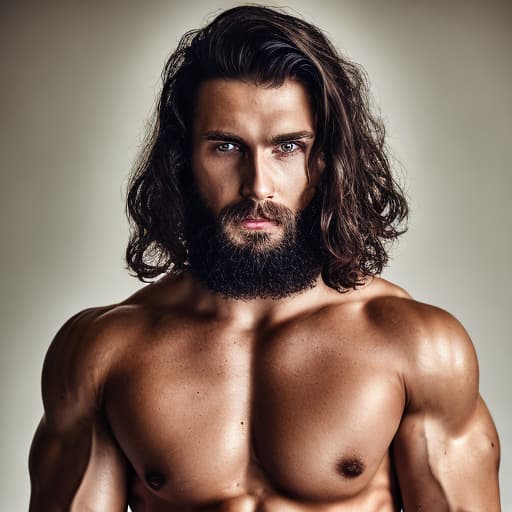 portrait+ style Russian queer fitness model brunette hunk dude face