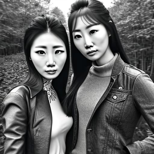  a Japanese and Korean with small and transparent small clothes hyperrealistic, full body, detailed clothing, highly detailed, cinematic lighting, stunningly beautiful, intricate, sharp focus, f/1. 8, 85mm, (centered image composition), (professionally color graded), ((bright soft diffused light)), volumetric fog, trending on instagram, trending on tumblr, HDR 4K, 8K