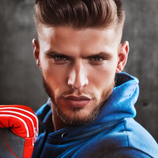 portrait+ style Russian queer fitness model brunette hunk dude face