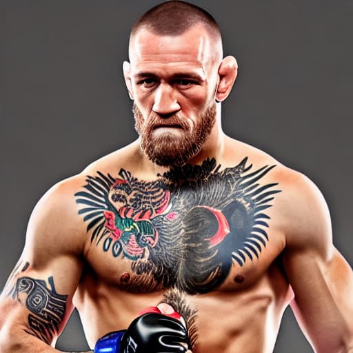  ufc conor McGregor hyperrealistic, full body, detailed clothing, highly detailed, cinematic lighting, stunningly beautiful, intricate, sharp focus, f/1. 8, 85mm, (centered image composition), (professionally color graded), ((bright soft diffused light)), volumetric fog, trending on instagram, trending on tumblr, HDR 4K, 8K