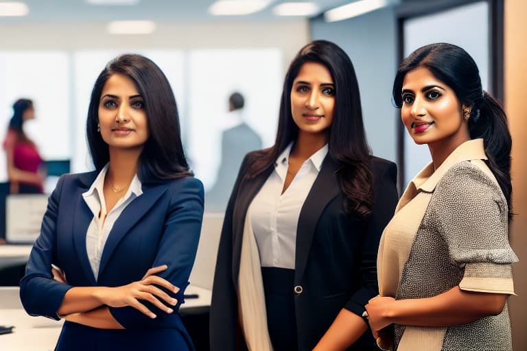  beautiful happy Indian women in modern office looking on front, remove dress, realistic, professional shot, sharp focus,4K, insanely detailed, intricate, elegant, intricate office background