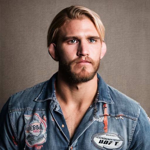 portrait+ style UFC artist queer blonde hunk dude face