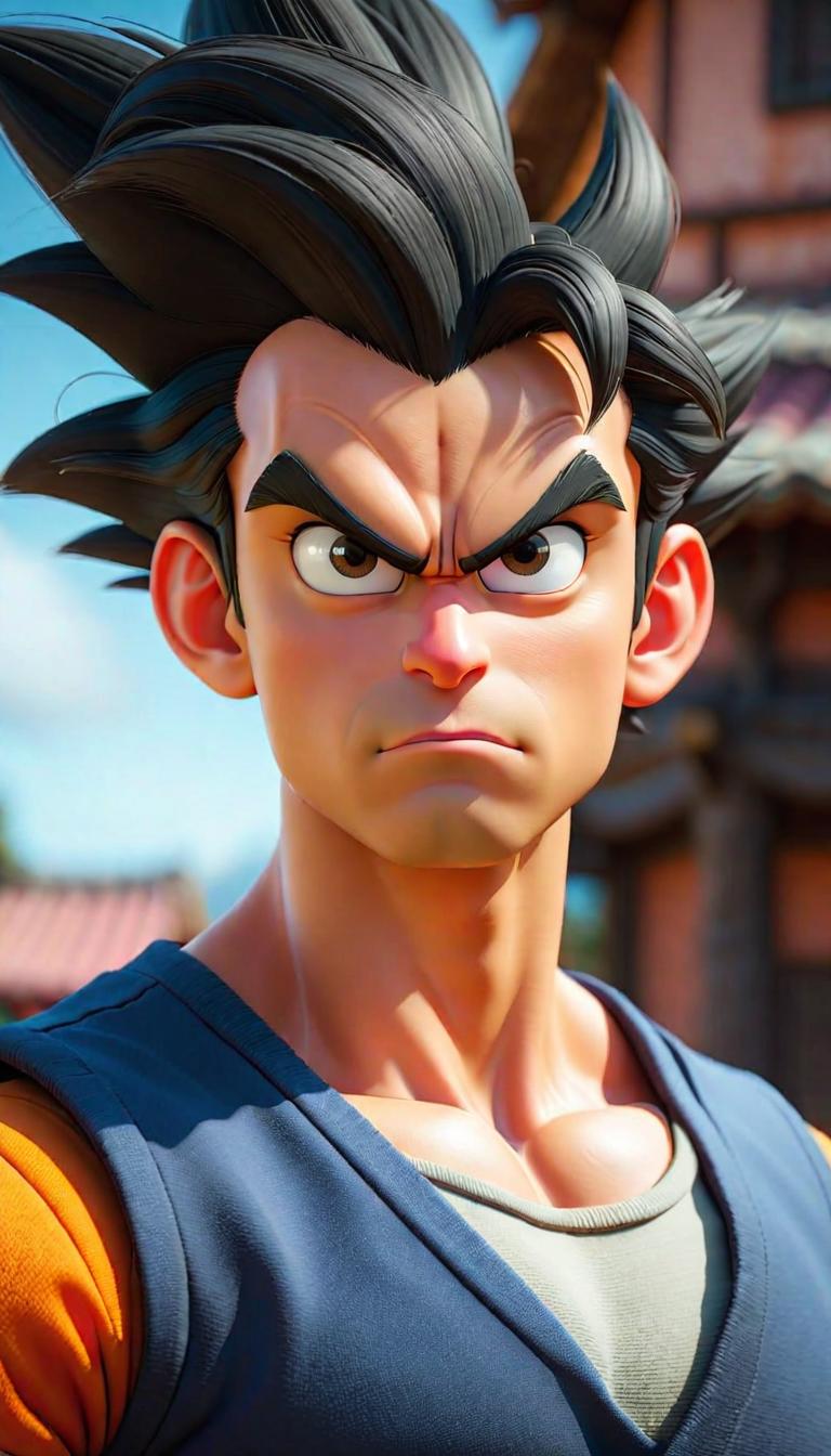  Professional 3D model of Dragon ball z . Rendered with Octane, the model is highly detailed,dramatic lighting. hyperrealistic, full body, detailed clothing, highly detailed, cinematic lighting, stunningly beautiful, intricate, sharp focus, f/1. 8, 85mm, (centered image composition), (professionally color graded), ((bright soft diffused light)), volumetric fog, trending on instagram, trending on tumblr, HDR 4K, 8K