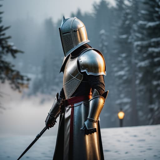  tired knight Apply the Following Styles Cinematic hyperrealistic, full body, detailed clothing, highly detailed, cinematic lighting, stunningly beautiful, intricate, sharp focus, f/1. 8, 85mm, (centered image composition), (professionally color graded), ((bright soft diffused light)), volumetric fog, trending on instagram, trending on tumblr, HDR 4K, 8K