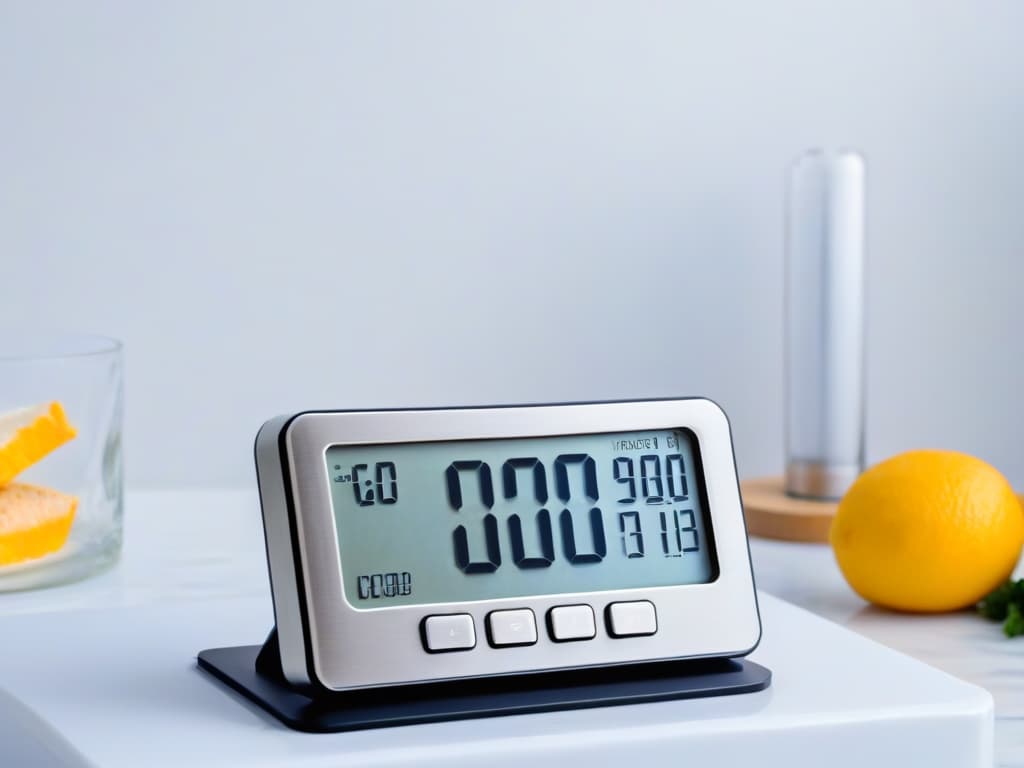  A highresolution, minimalist image of a sleek, modern digital kitchen thermometer with a bright, easytoread display, resting on a marble countertop next to a perfectly baked golden pie cooling on a wire rack. The thermometer is casting a subtle shadow, emphasizing its precision and utility for baking purposes. hyperrealistic, full body, detailed clothing, highly detailed, cinematic lighting, stunningly beautiful, intricate, sharp focus, f/1. 8, 85mm, (centered image composition), (professionally color graded), ((bright soft diffused light)), volumetric fog, trending on instagram, trending on tumblr, HDR 4K, 8K