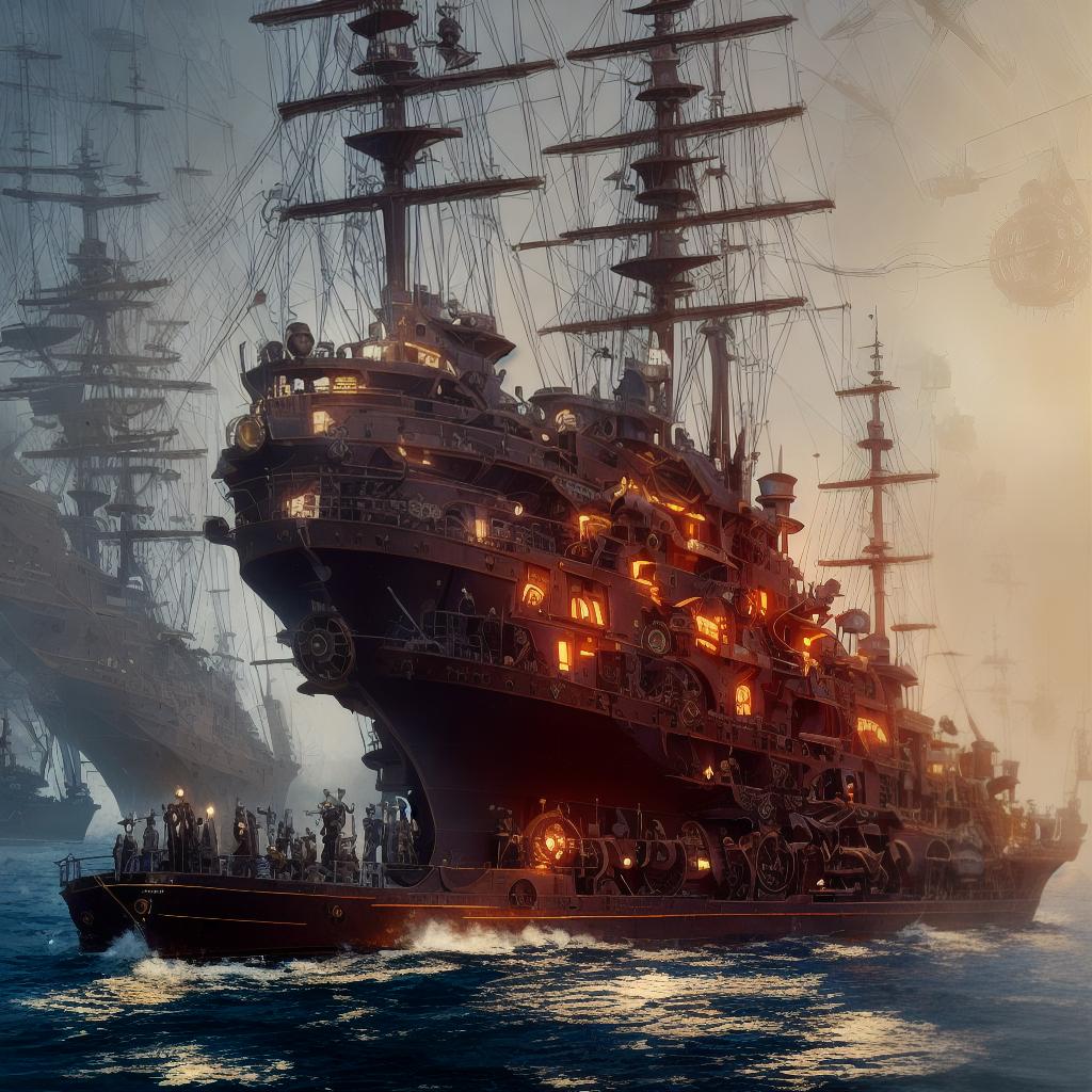  The Last Ship Envy, steampunk, stylized digital illustration, sharp focus, elegant, intricate, digital painting, artstaion concept art, global illumination,ray tracing, advanced technology, chaykan howard, campion pascal,cooke darwin, bombarderos