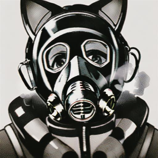  Scientist furry using gas mask