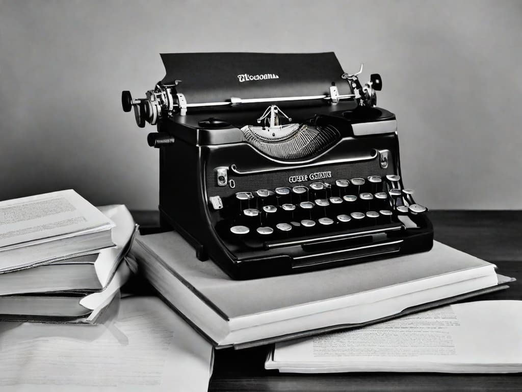  Theme: "The Dicotomia Between Form and Content in Literature"

Description: A black and white image captures the essence of this theme. The photo showcases a typewriter, symbolizing the form, positioned next to a stack of books, representing the content. The contrast between the mechanical device and the intellectual knowledge exemplifies the dichotomy between form and content in literature., ilustration, ultra-detailed, 4k hyperrealistic, full body, detailed clothing, highly detailed, cinematic lighting, stunningly beautiful, intricate, sharp focus, f/1. 8, 85mm, (centered image composition), (professionally color graded), ((bright soft diffused light)), volumetric fog, trending on instagram, trending on tumblr, HDR 4K, 8K