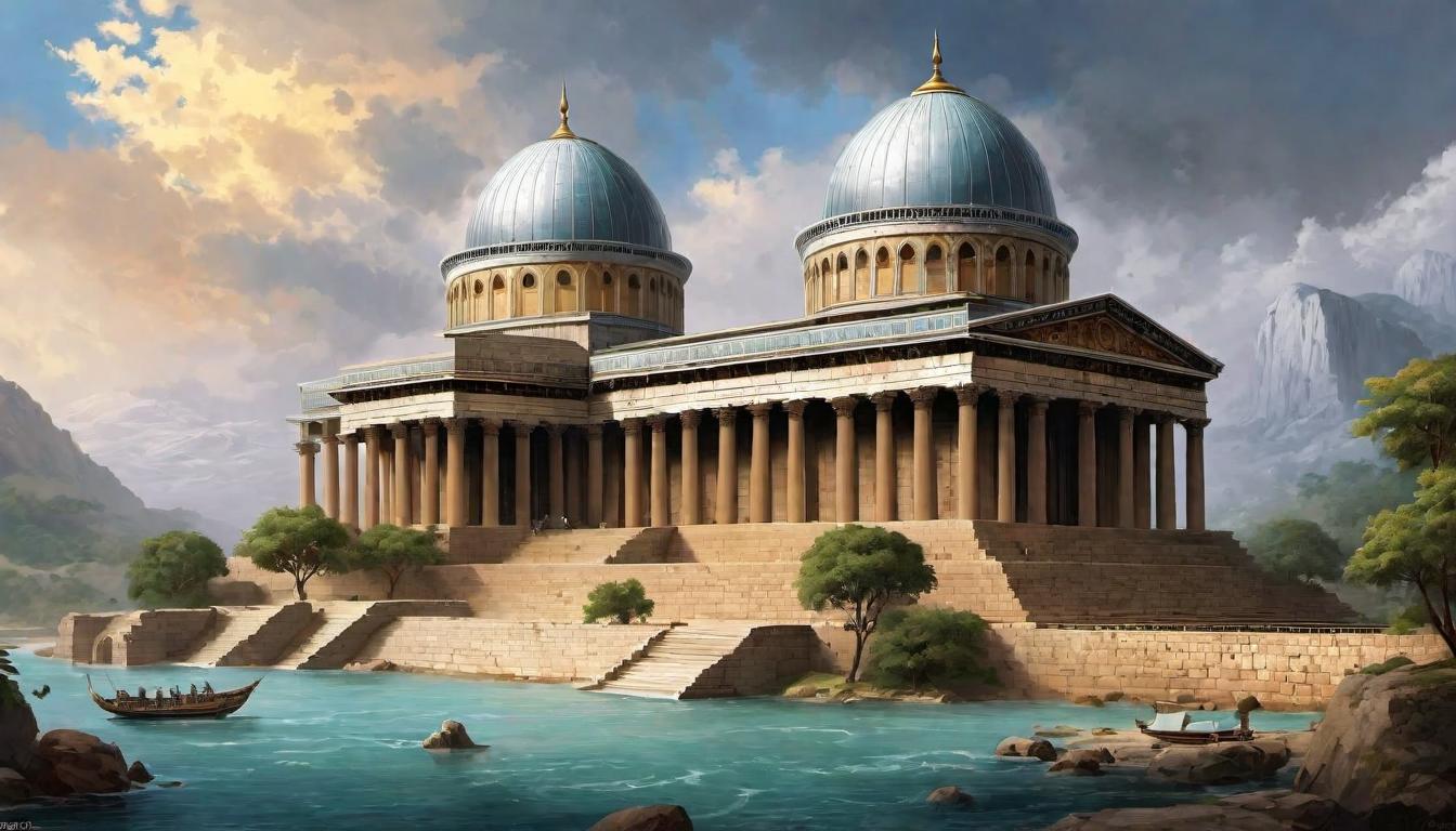  digital painting of Grand depiction of Solomon's Temple, Ark's resting place, sense of sacredness, religious significance looking at viewer, dynamic pose, (intricate details, masterpiece, best quality)