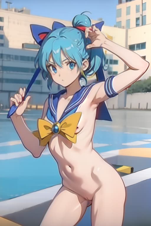  Cirno, sailor moon cosplay, naked, lewd