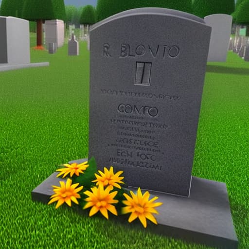  Create an image of what Roberto Gomes Bolanos's grave would look like in the cemetery on Roblox where his mortal remains rest