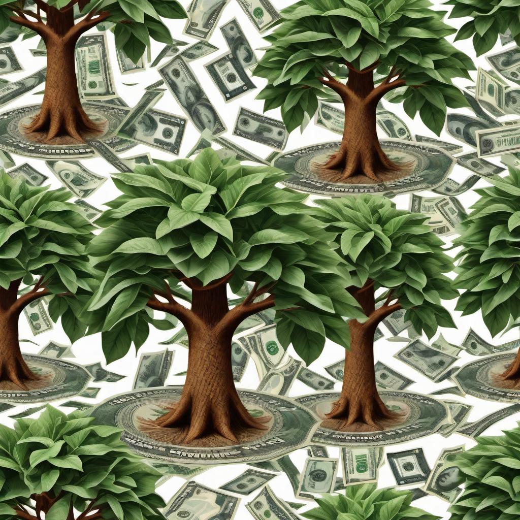  Create a seamless pattern with money trees that perfectly connects on all four sides, suitable for tiling across a surface without any visible breaks or seams. hyperrealistic, full body, detailed clothing, highly detailed, cinematic lighting, stunningly beautiful, intricate, sharp focus, f/1. 8, 85mm, (centered image composition), (professionally color graded), ((bright soft diffused light)), volumetric fog, trending on instagram, trending on tumblr, HDR 4K, 8K