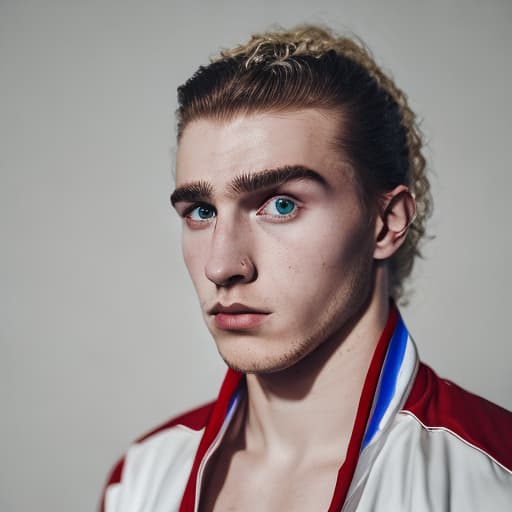 portrait+ style russian queer wrestler blonde very cute dude face