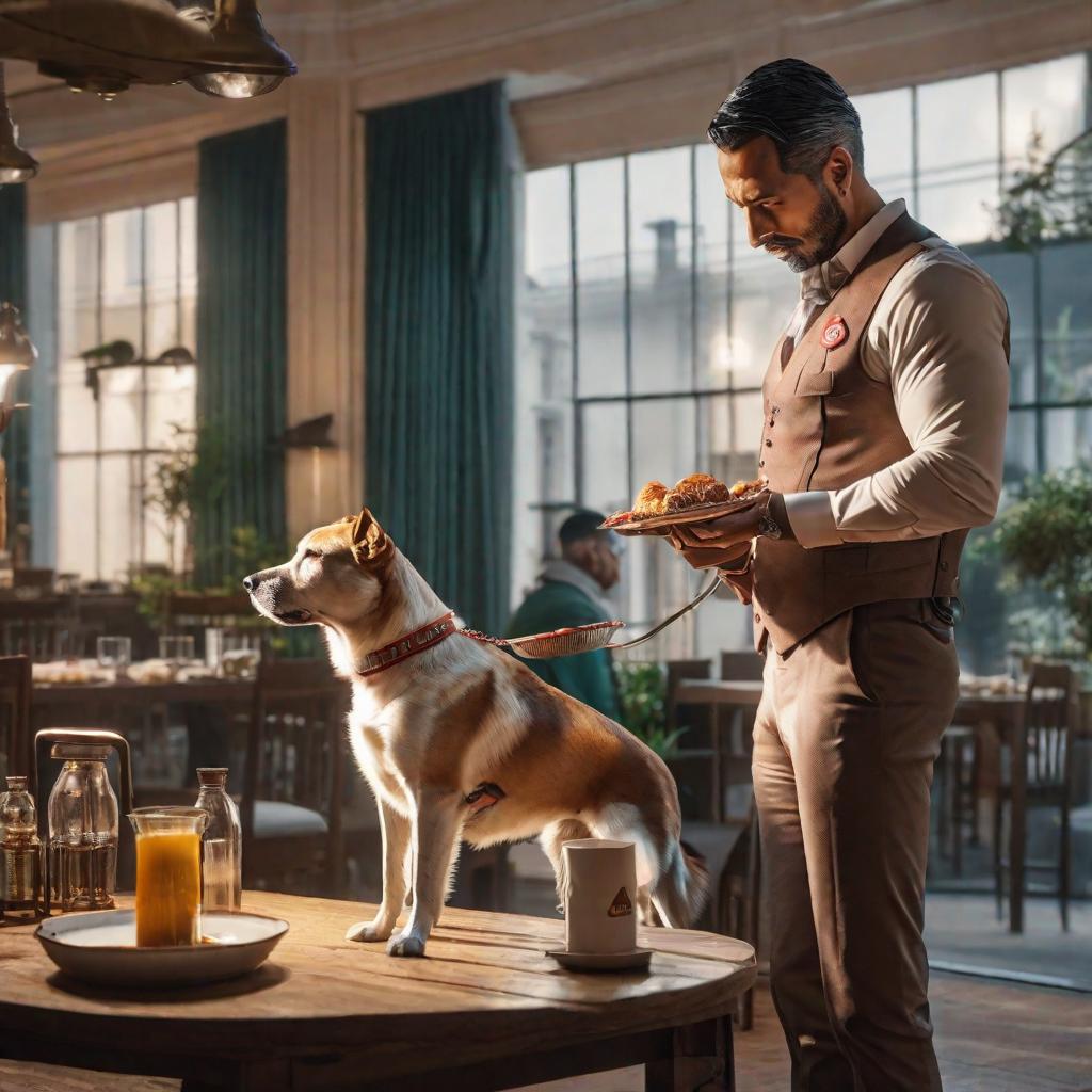  Un perro comiendo hyperrealistic, full body, detailed clothing, highly detailed, cinematic lighting, stunningly beautiful, intricate, sharp focus, f/1. 8, 85mm, (centered image composition), (professionally color graded), ((bright soft diffused light)), volumetric fog, trending on instagram, trending on tumblr, HDR 4K, 8K