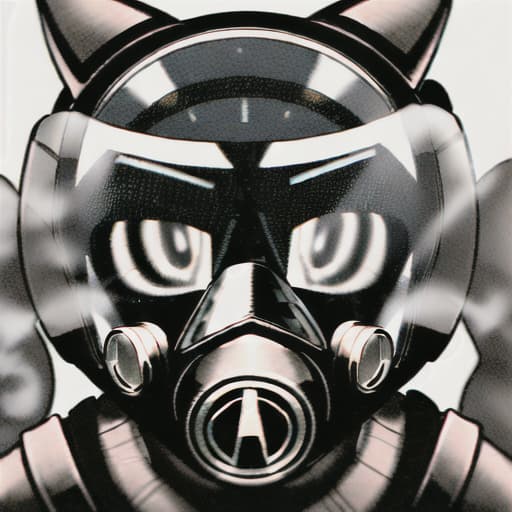  Scientist furry using gas mask