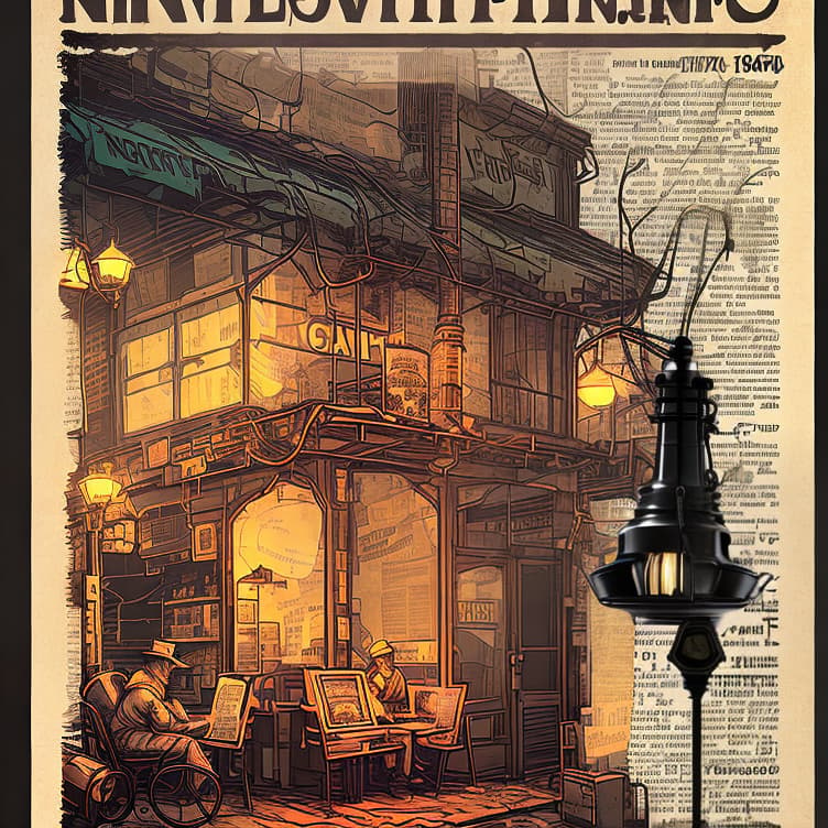 nvinkpunk Create a vintage oil lamp advertisement of 1850 so old newspaper and the overall feel is renaissance vintage.