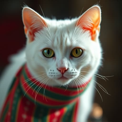  a white cat hyperrealistic, full body, detailed clothing, highly detailed, cinematic lighting, stunningly beautiful, intricate, sharp focus, f/1. 8, 85mm, (centered image composition), (professionally color graded), ((bright soft diffused light)), volumetric fog, trending on instagram, trending on tumblr, HDR 4K, 8K