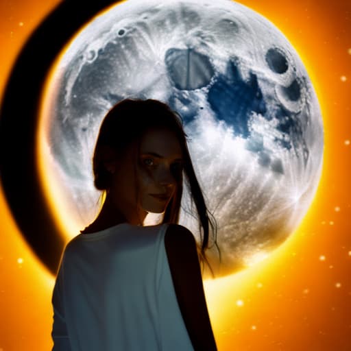 portrait+ style a person standing in front of a moon